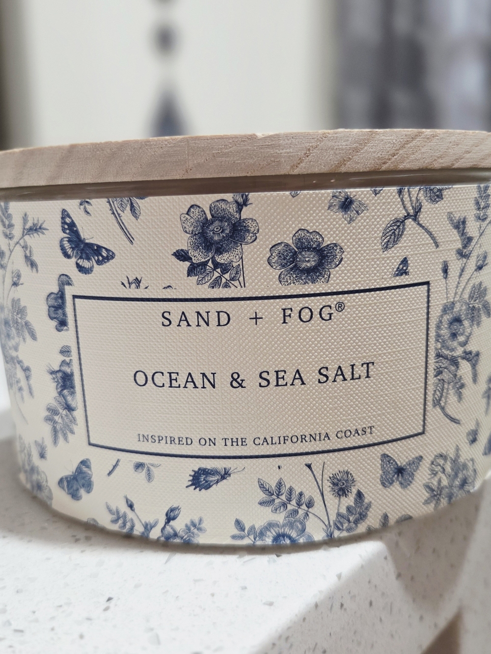 Sand + Fog Ocean & Sea Salt Blue Floral Candle